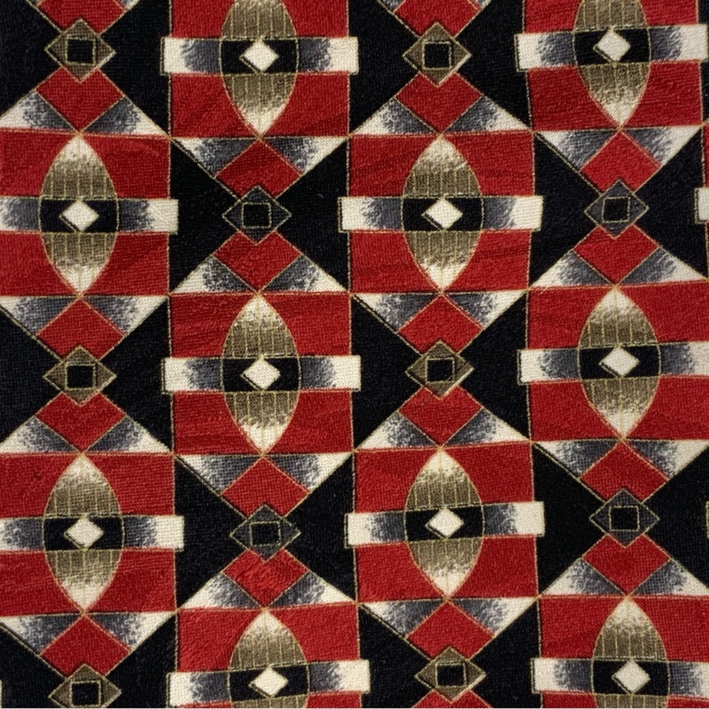 Zylos Italian Silk Art Deco Print Tie